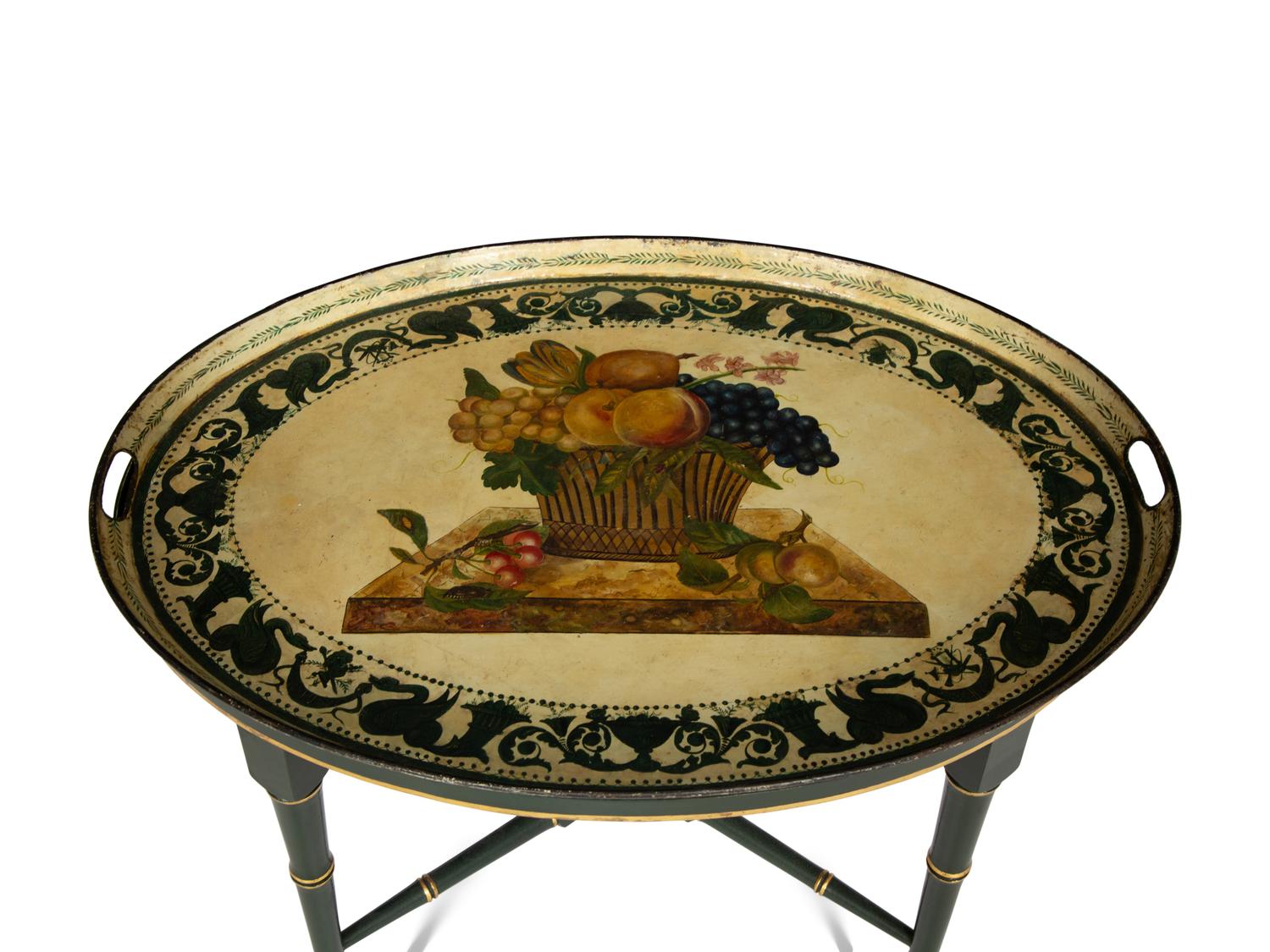 A Regency Style Painted Tole Tray Top Table