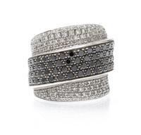 A White Gold, Treated Black Diamond and Diamond Ring, 11.50 dwts.