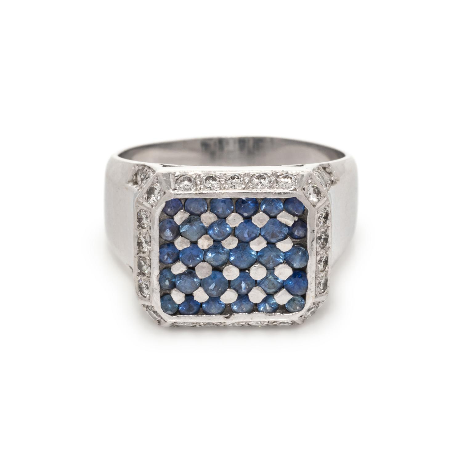 BLUE GEMSTONE AND DIAMOND RING
