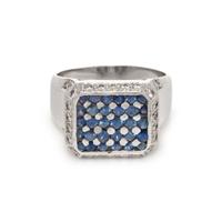 BLUE GEMSTONE AND DIAMOND RING