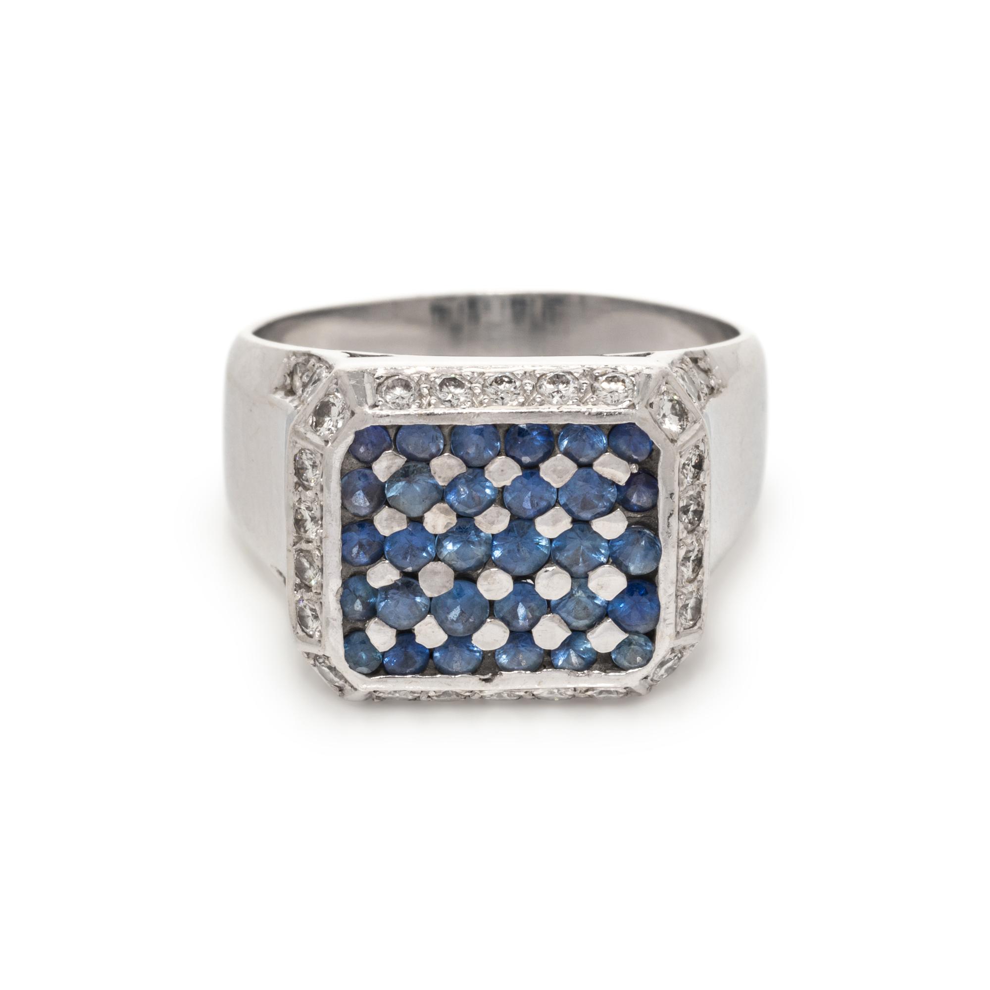 BLUE GEMSTONE AND DIAMOND RING