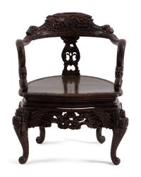 A Japanese Export Hardwood Armchair
