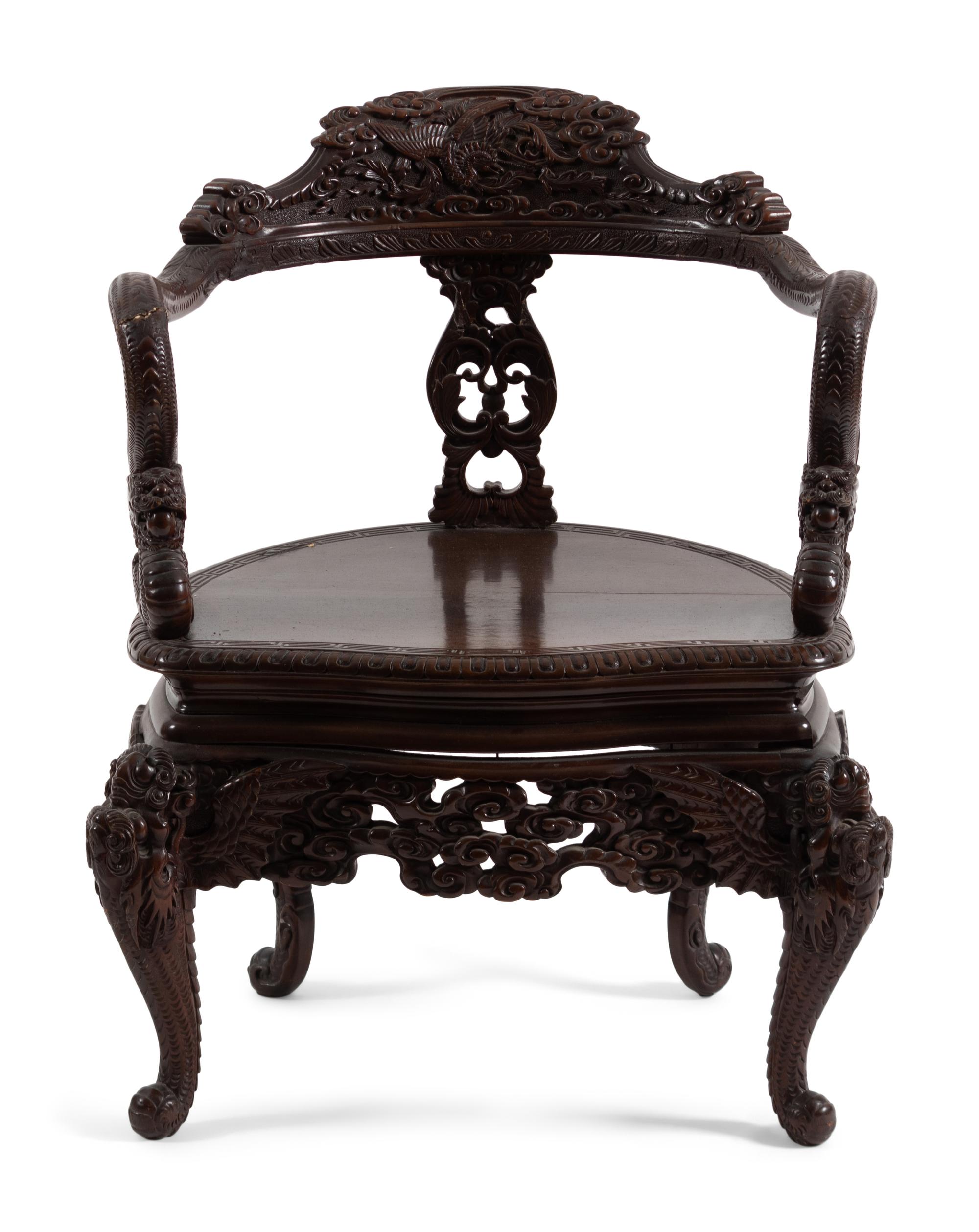A Japanese Export Hardwood Armchair