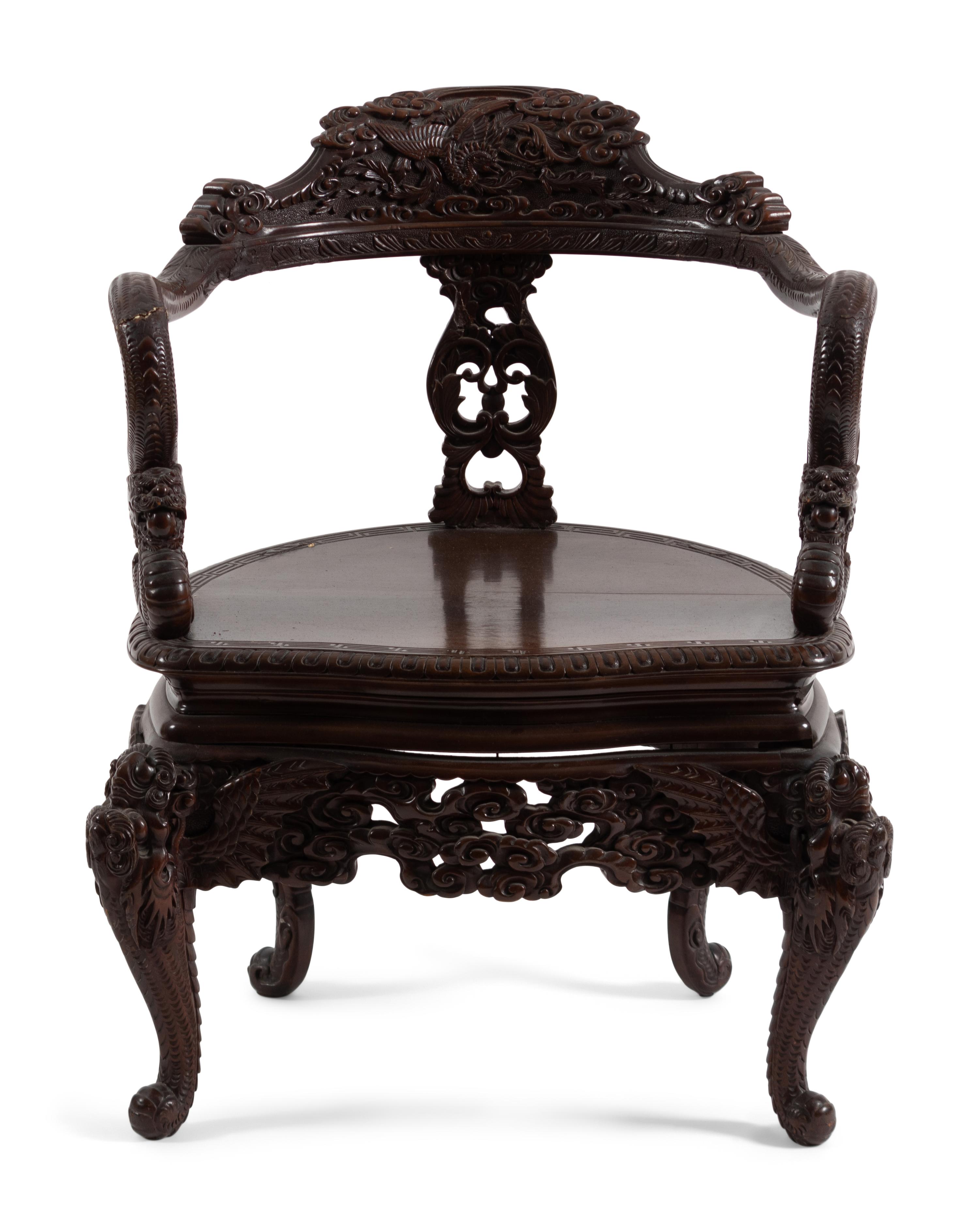 A Japanese Export Hardwood Armchair