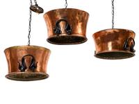 Three Copper and Metal Light Fixtures