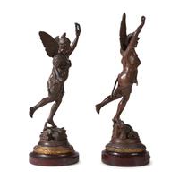 A Pair of French Cast Metal Figures Representing La Paix and La Gloire, after Rousseau