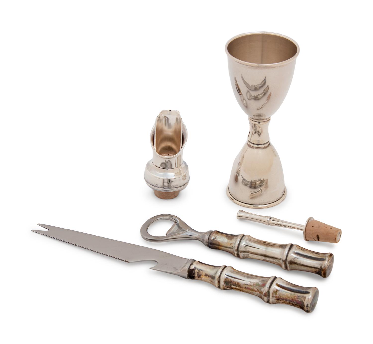 A Group of Four Tiffany & Co. Silver Bamboo Pattern Bar Articles