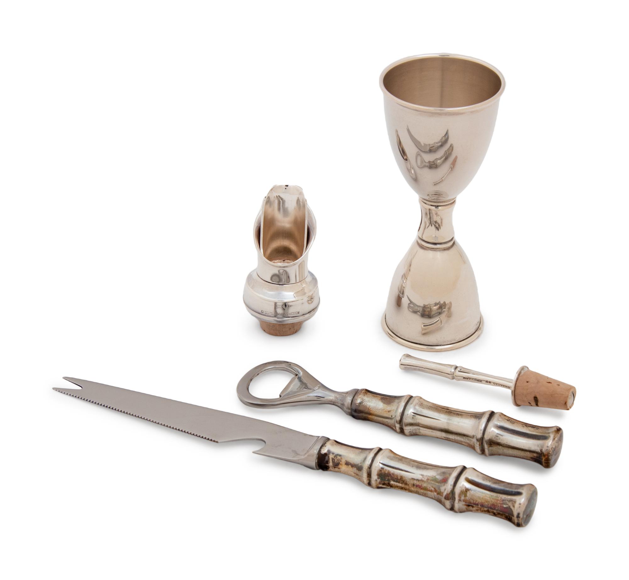 A Group of Four Tiffany & Co. Silver Bamboo Pattern Bar Articles