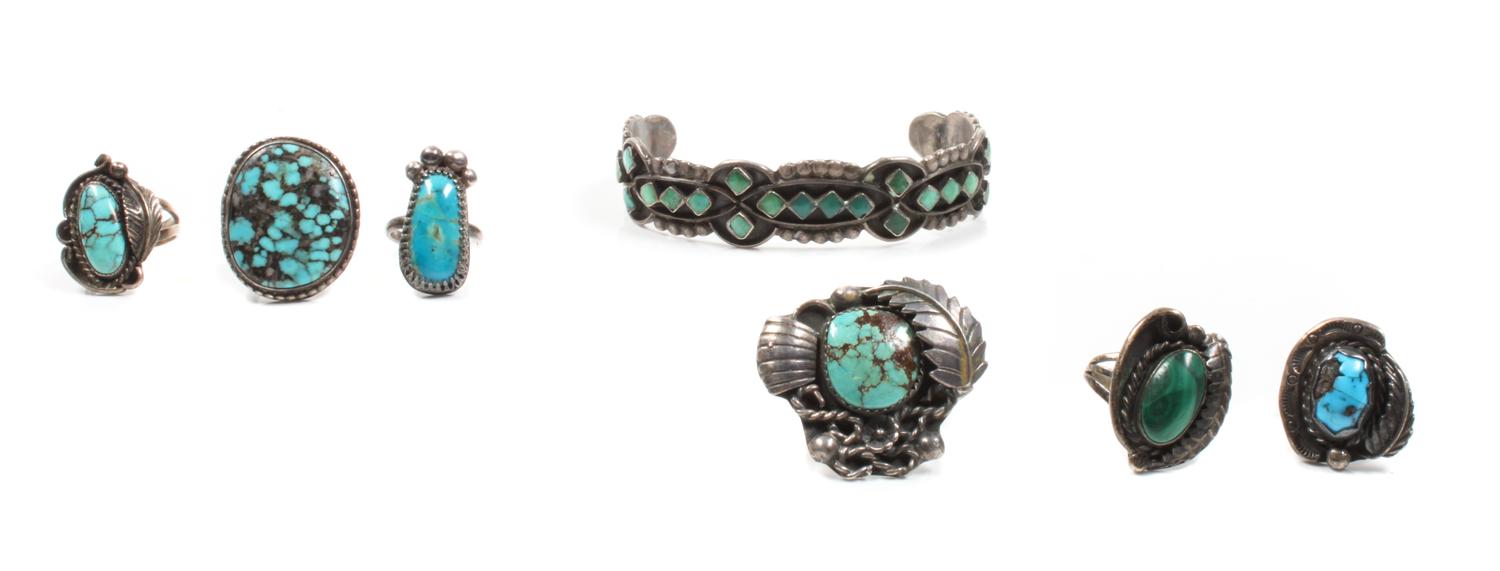 Group of Southwestern Jewelry Height of buckle 2 5/8 x width 3 1/2 inches
