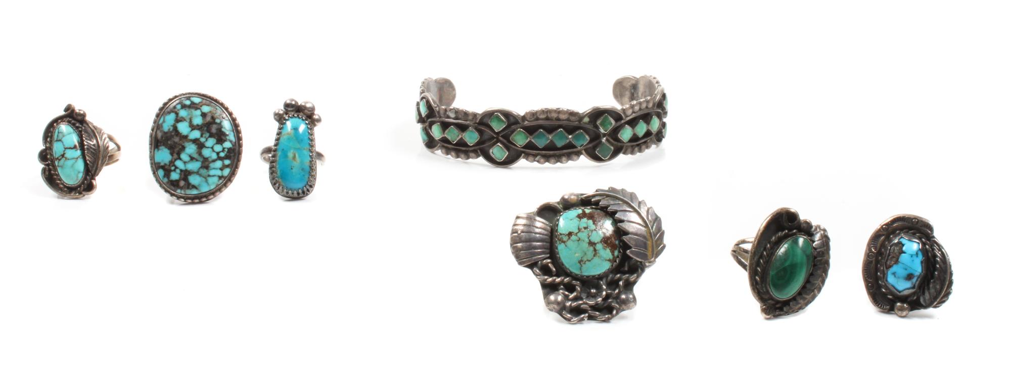 Group of Southwestern Jewelry Height of buckle 2 5/8 x width 3 1/2 inches