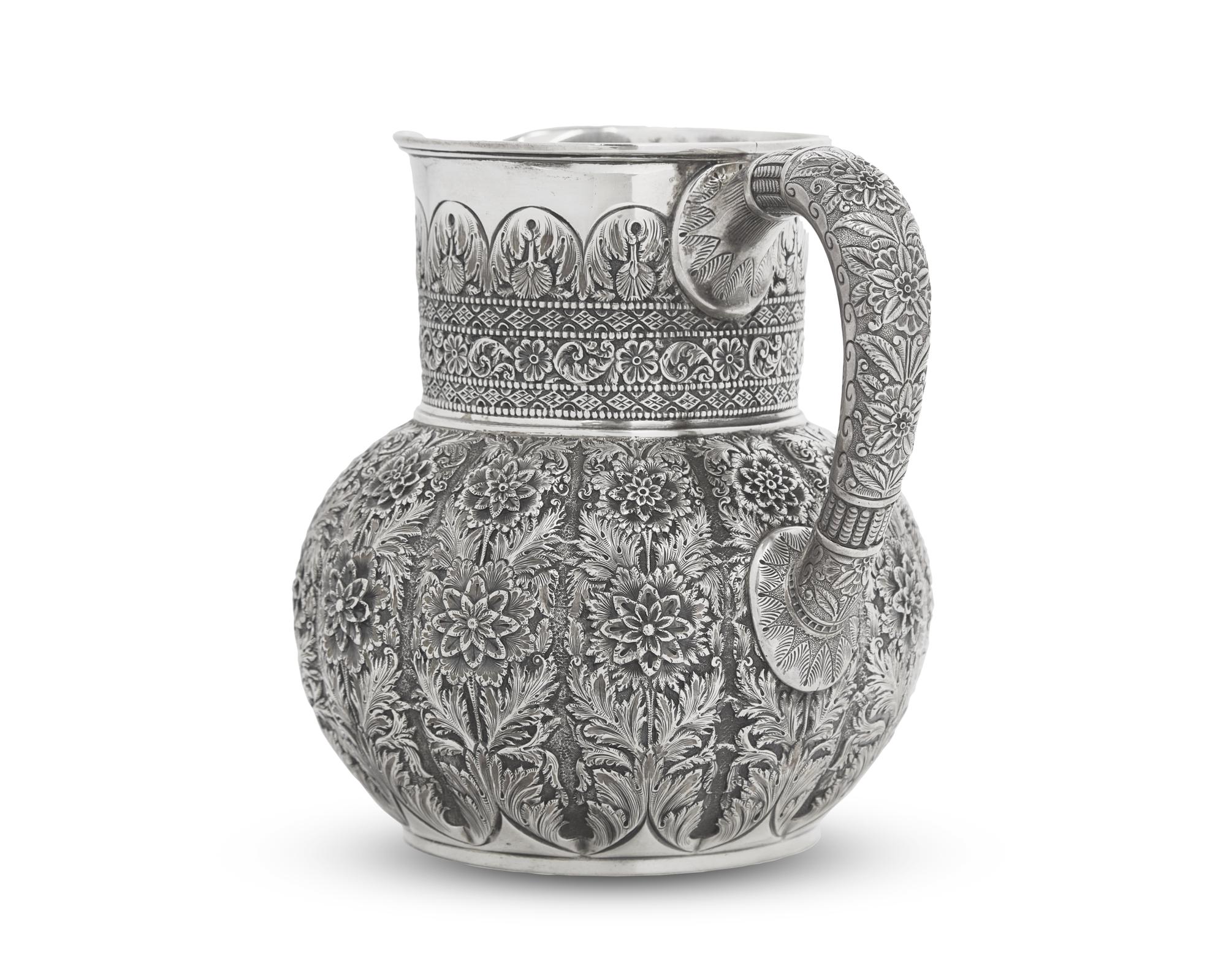 A Sterling Silver Water Pitcher in the Persian Taste, Tiffany & Co., New York, NY, Circa 1880