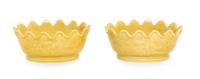 A Pair of Chinese Yellow Glazed Porcelain Floriform Plates