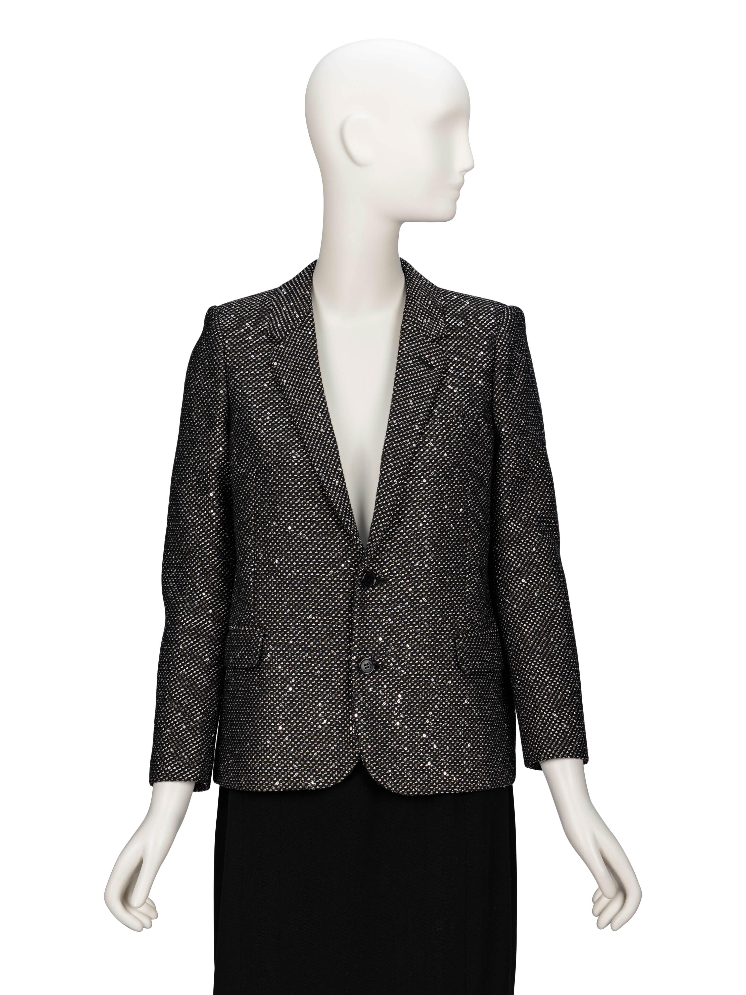 Saint Laurent, Tailored Blazer in Sequin Tweed