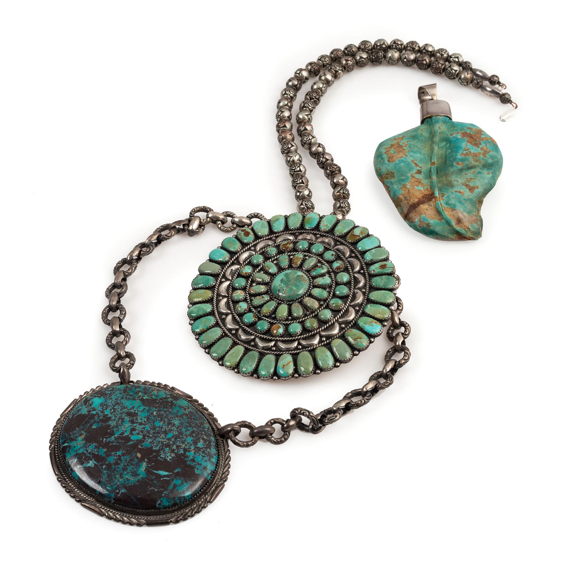 Navajo Silver and Turquoise Pendants and Necklaces
