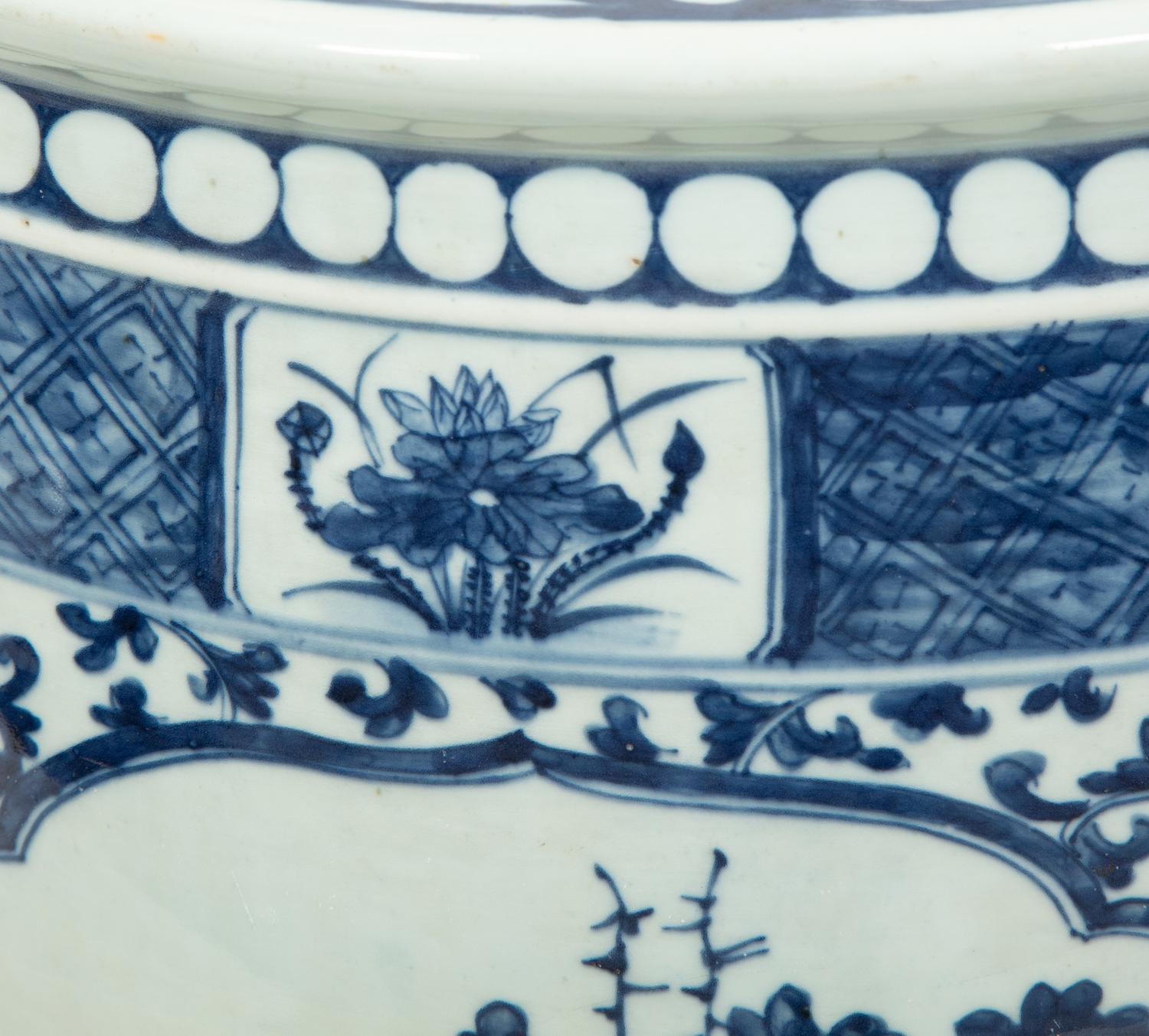 Four Chinese Blue and White Ceramic Jardinieres