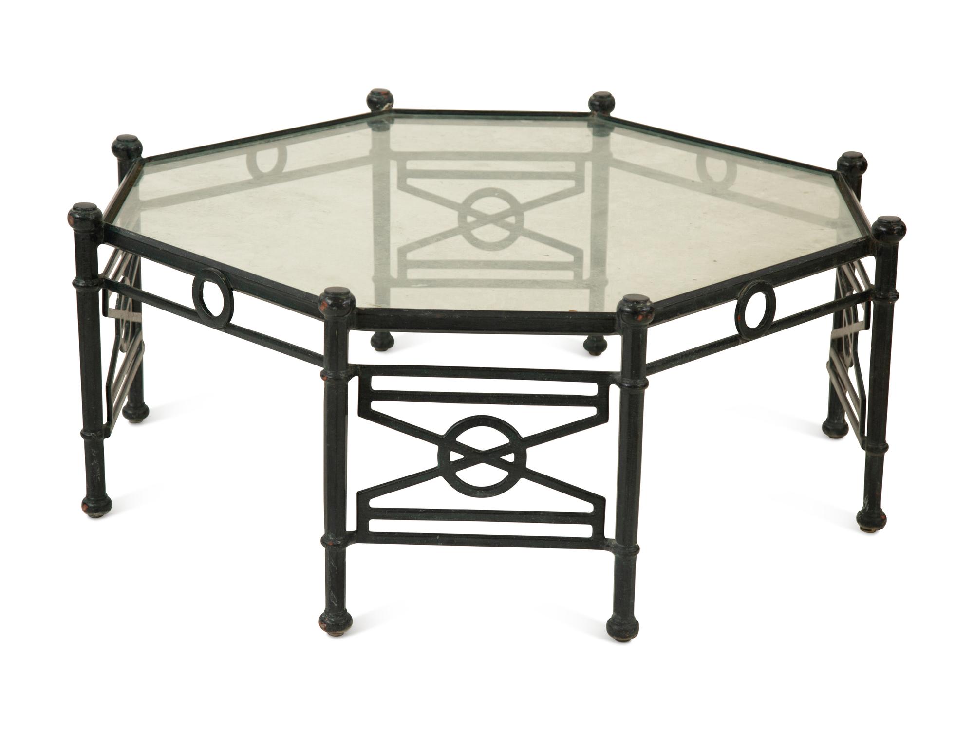A Group of Neoclassical Style Painted Aluminum Garden Furniture — 20th Century