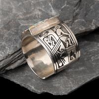 Roy Talahaftewa (Hopi, b. 1955) — Sterling Silver and Turquoise Cuff Bracelet