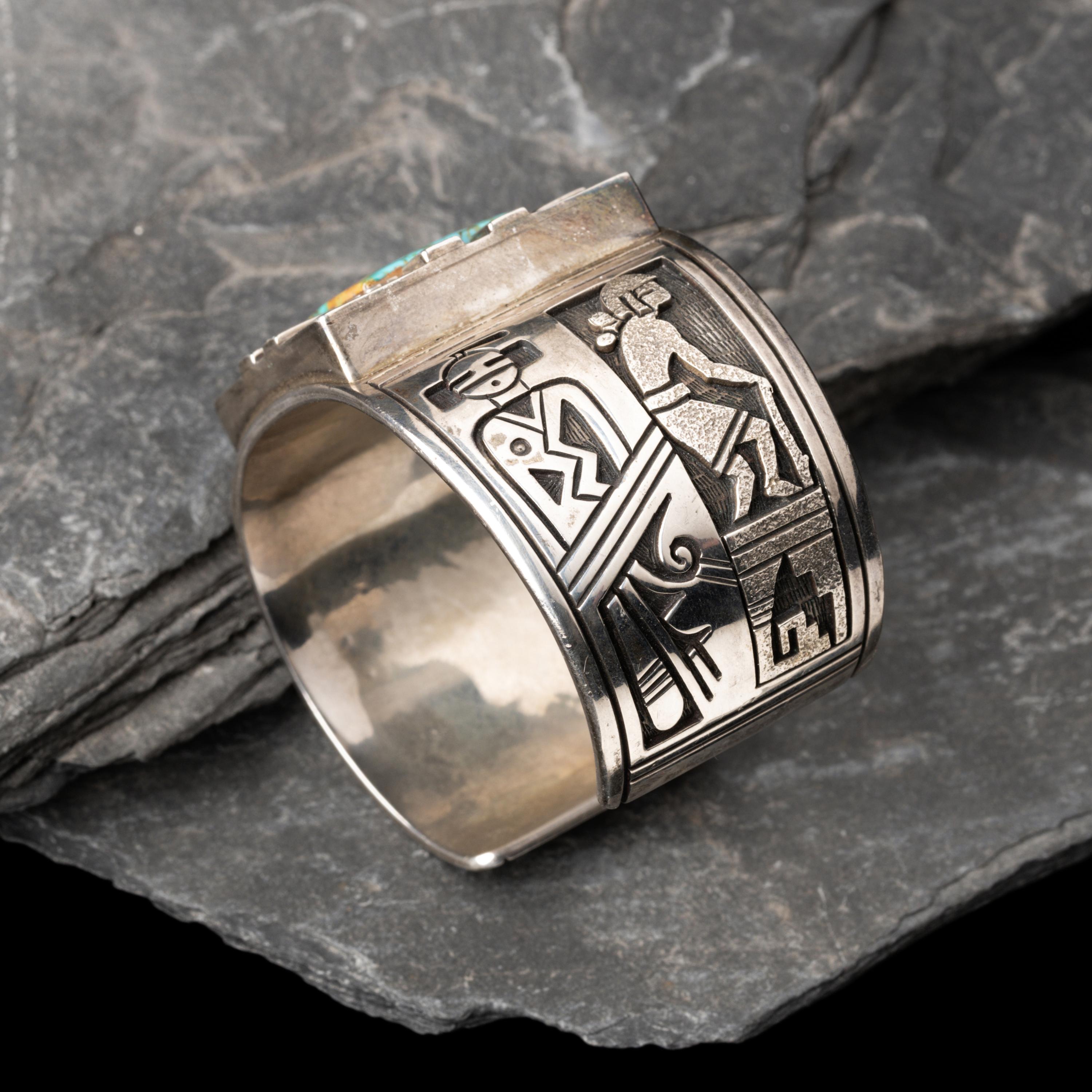 Roy Talahaftewa (Hopi, b. 1955) — Sterling Silver and Turquoise Cuff Bracelet