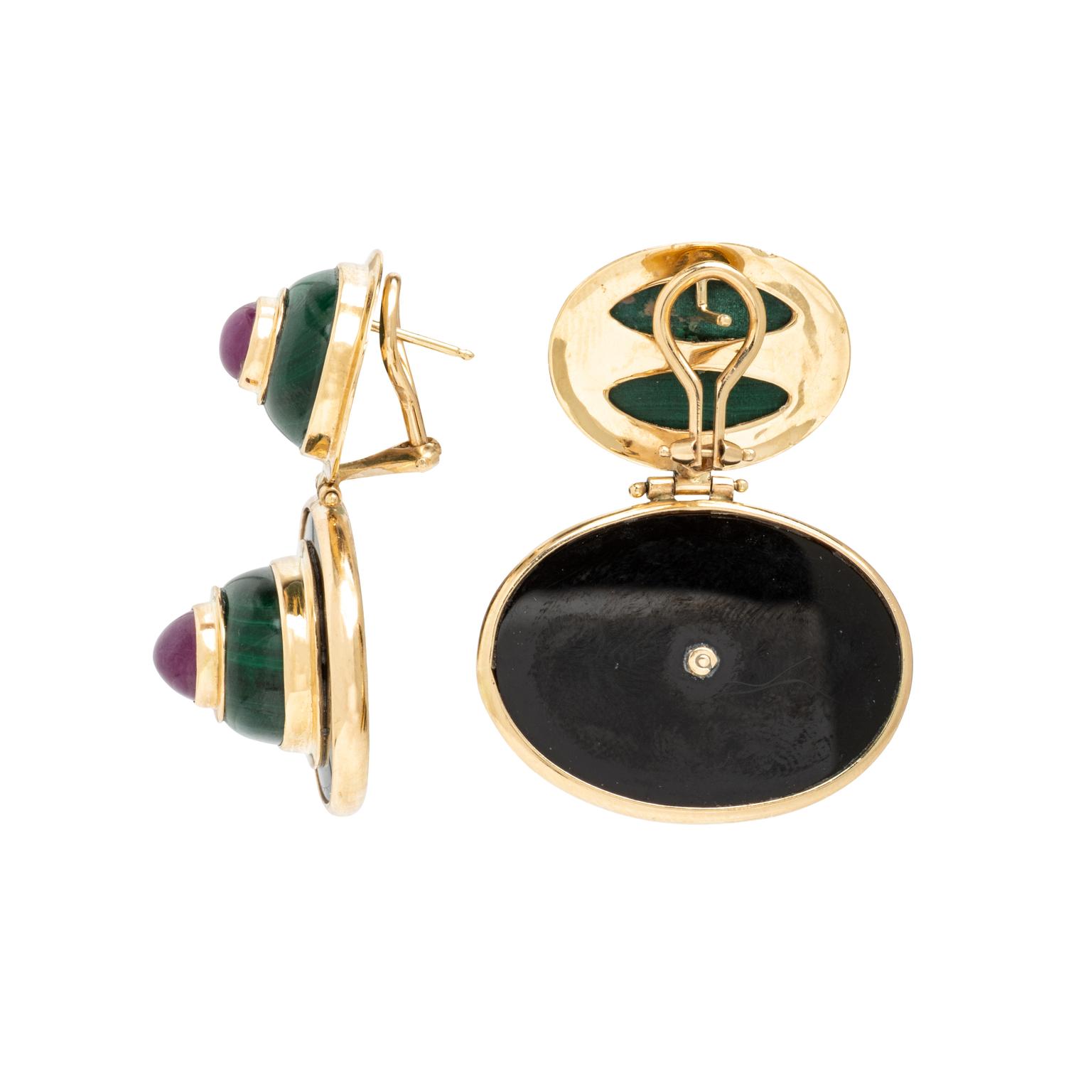 Multigem and Yellow Gold Earrings