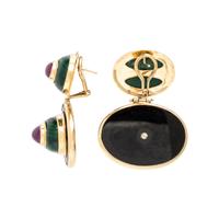 Multigem and Yellow Gold Earrings