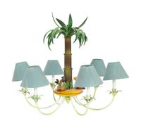 A Whimsical Tole 'Palm Tree and Bamboo' Chandelier