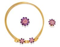 VAN CLEEF & ARPELS, AMETHYST AND PINK SAPPHIRE 'HAWAII' CONVERTIBLE SET