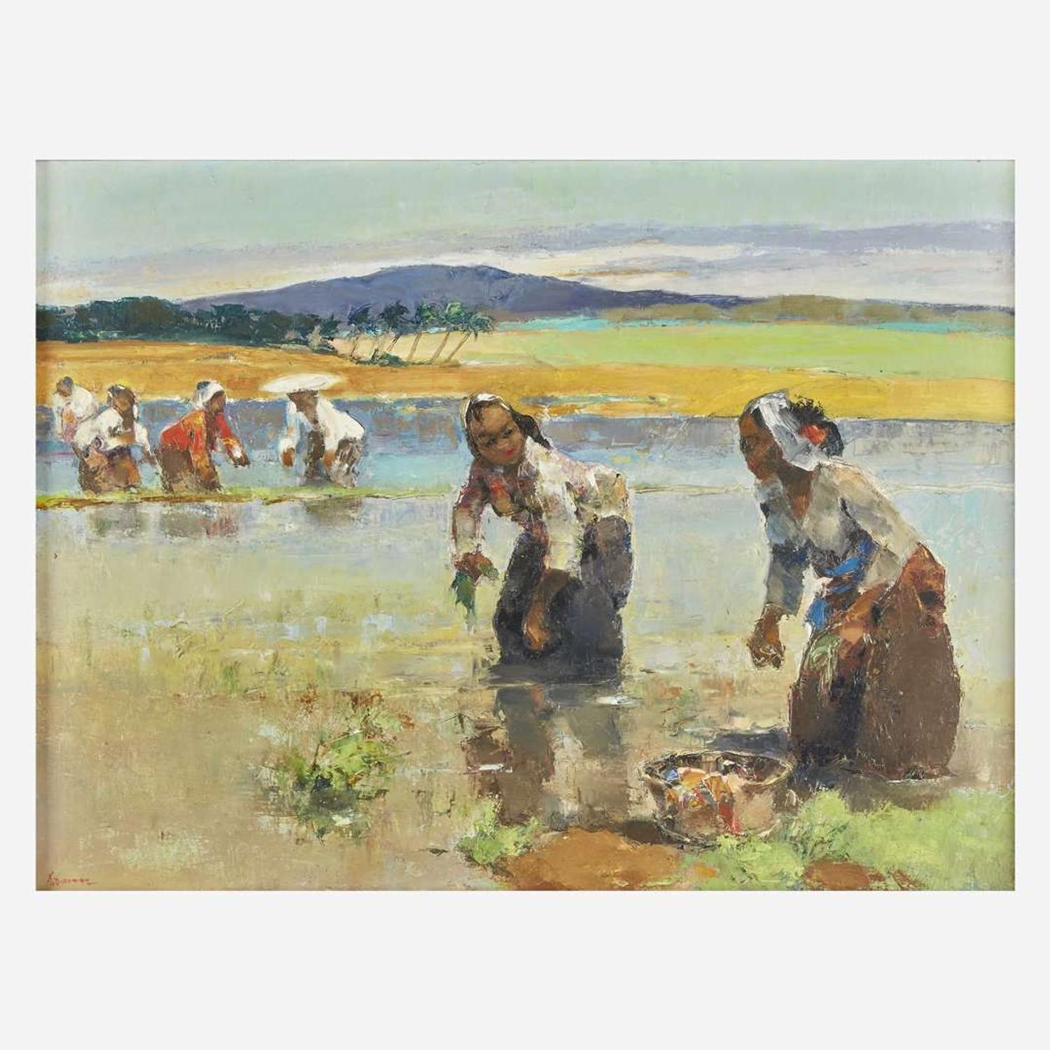 Gerard Adolfs (Dutch, 1898–1968) Figures in the Rice Paddies
