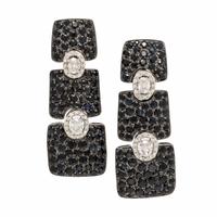 Sapphire, Diamond, and Blackened Gold Earrings
