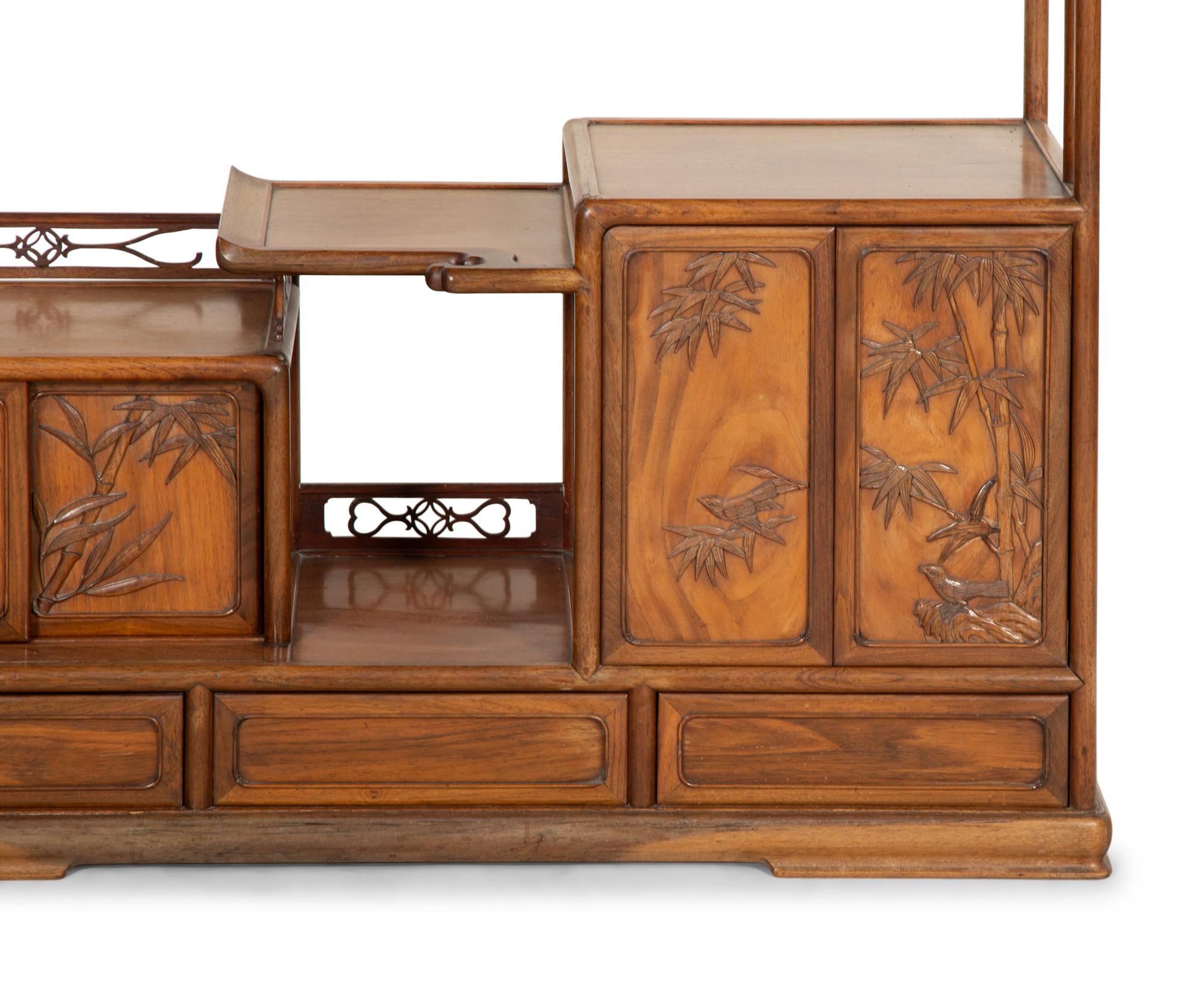 A Chinese Carved Hardwood Display Cabinet