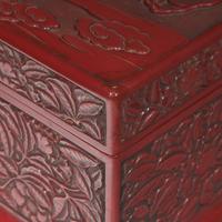 A Large Chinese Carved Cinnabar Lacquer Rectangular Box and Cover, 19th Century 清中期 剔紅攜琴訪友圖大方盒