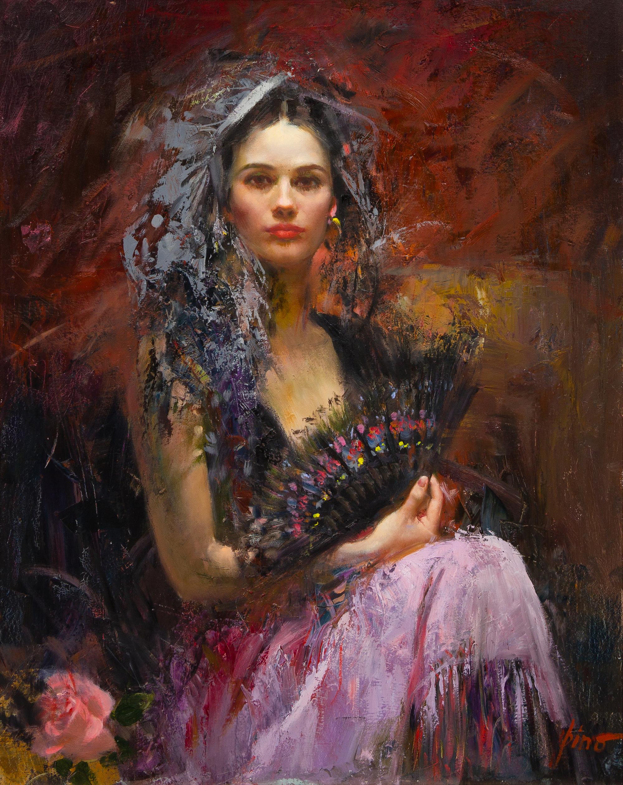 Pino Daeni, (Italian/American, 1939-2010), Untitled (Woman with a Fan)