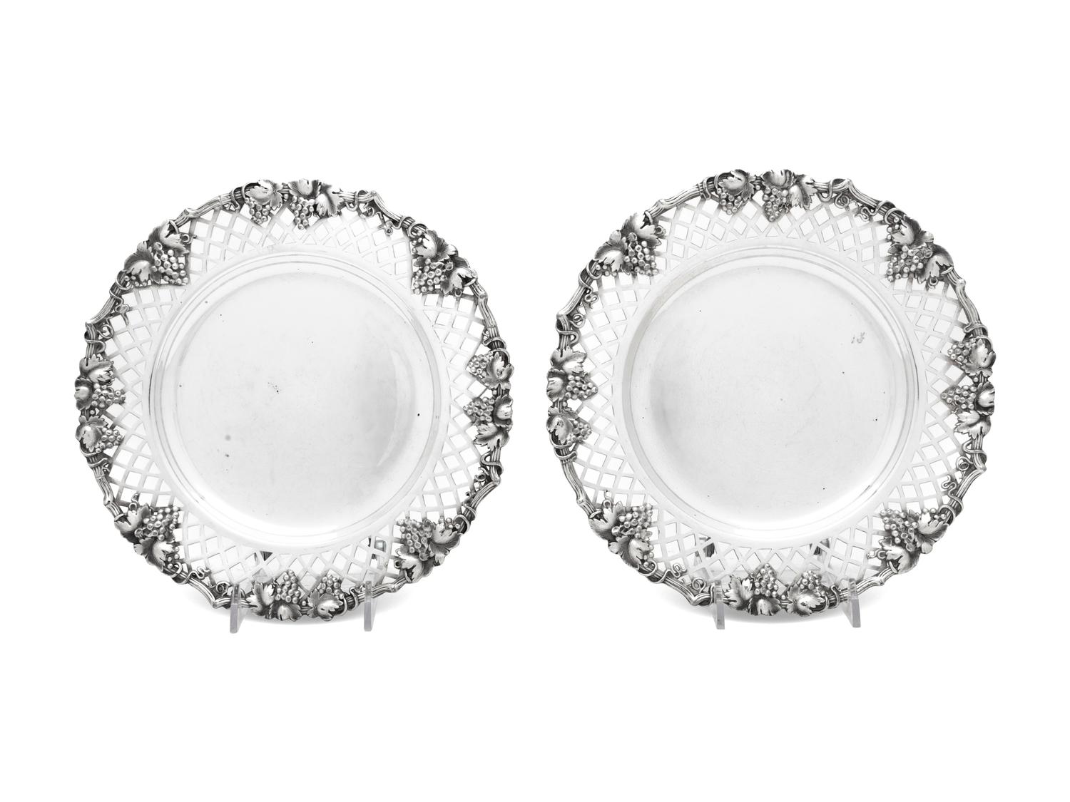 A Pair of Continental Silver-Plate Wine Coasters