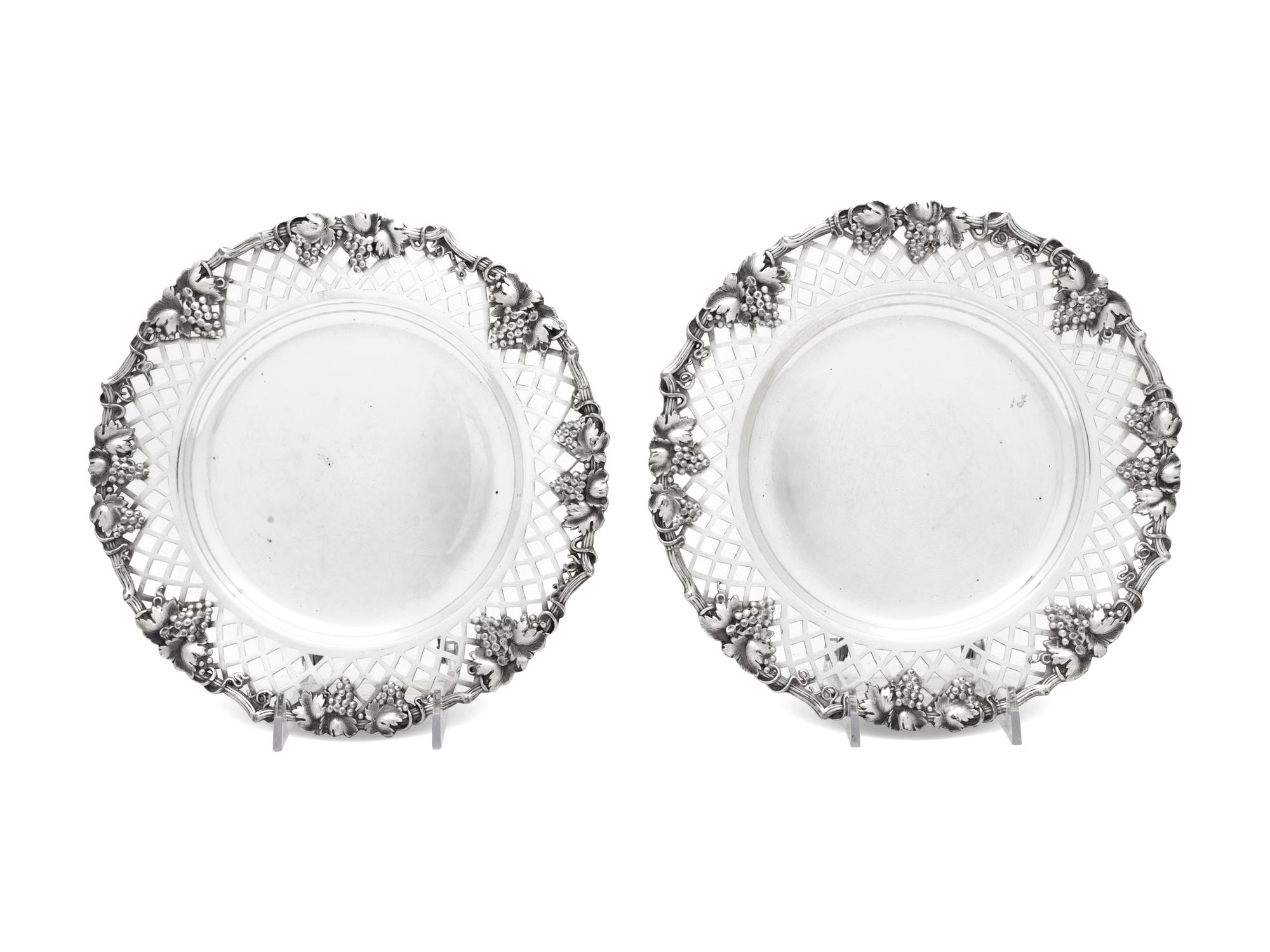 A Pair of Continental Silver-Plate Wine Coasters