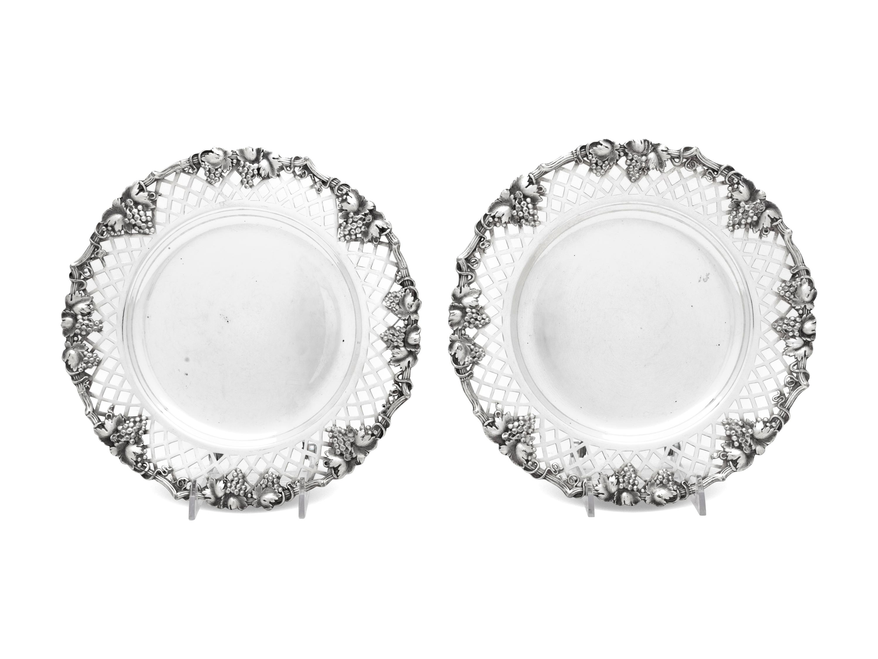 A Pair of Continental Silver-Plate Wine Coasters