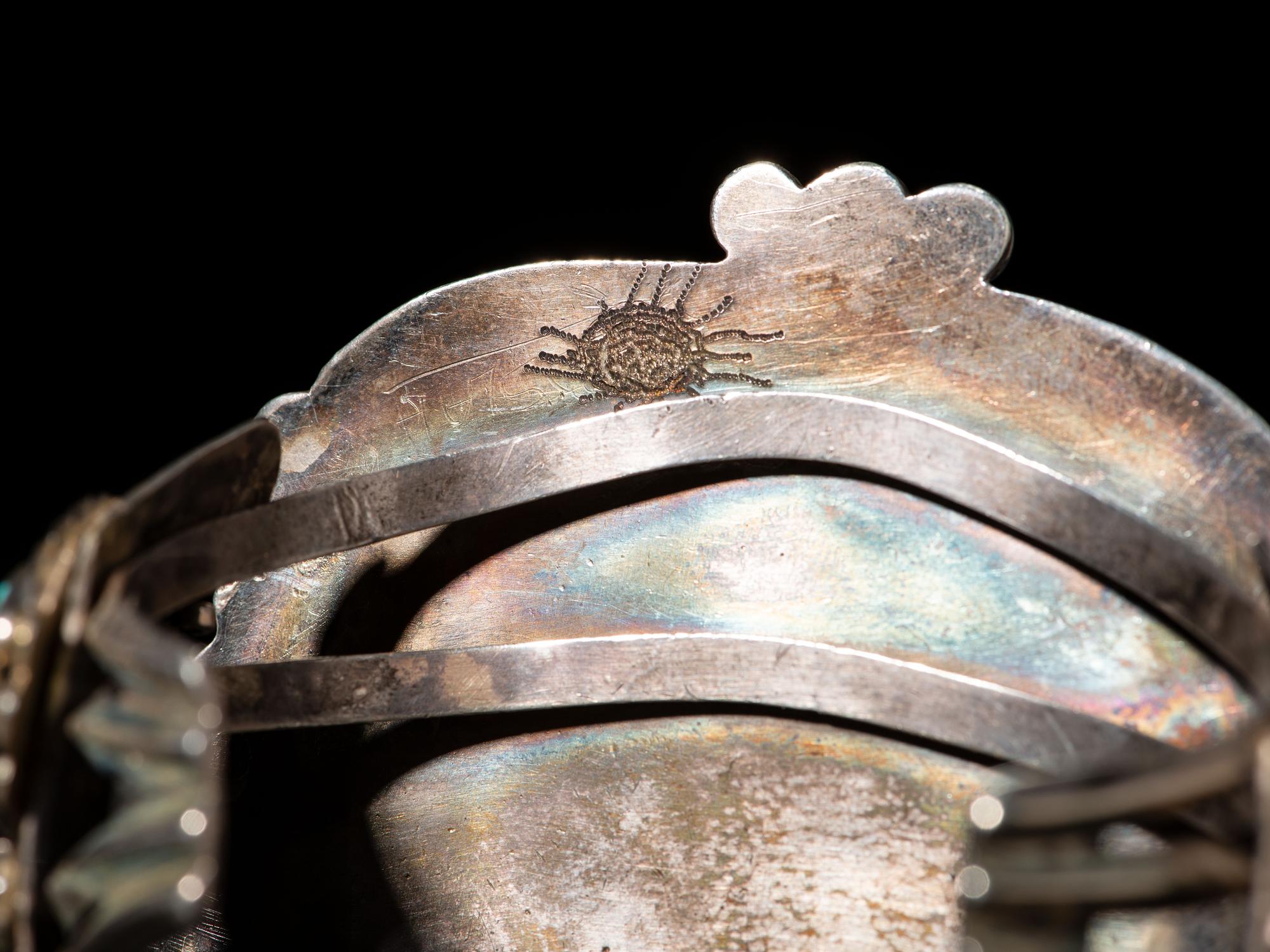 Large Navajo Silver and Turquoise Cuff Bracelets