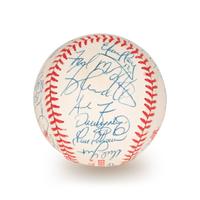 A 1996 Atlanta Braves National League Champion Team Signed Autograph Baseball With 32 Signatures (Beckett Authentication Services Letter BAS Certified),