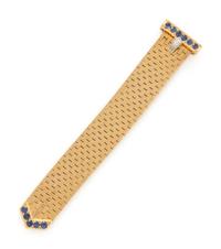 BICOLOR GOLD, SAPPHIRE, AND DIAMOND BUCKLE RING