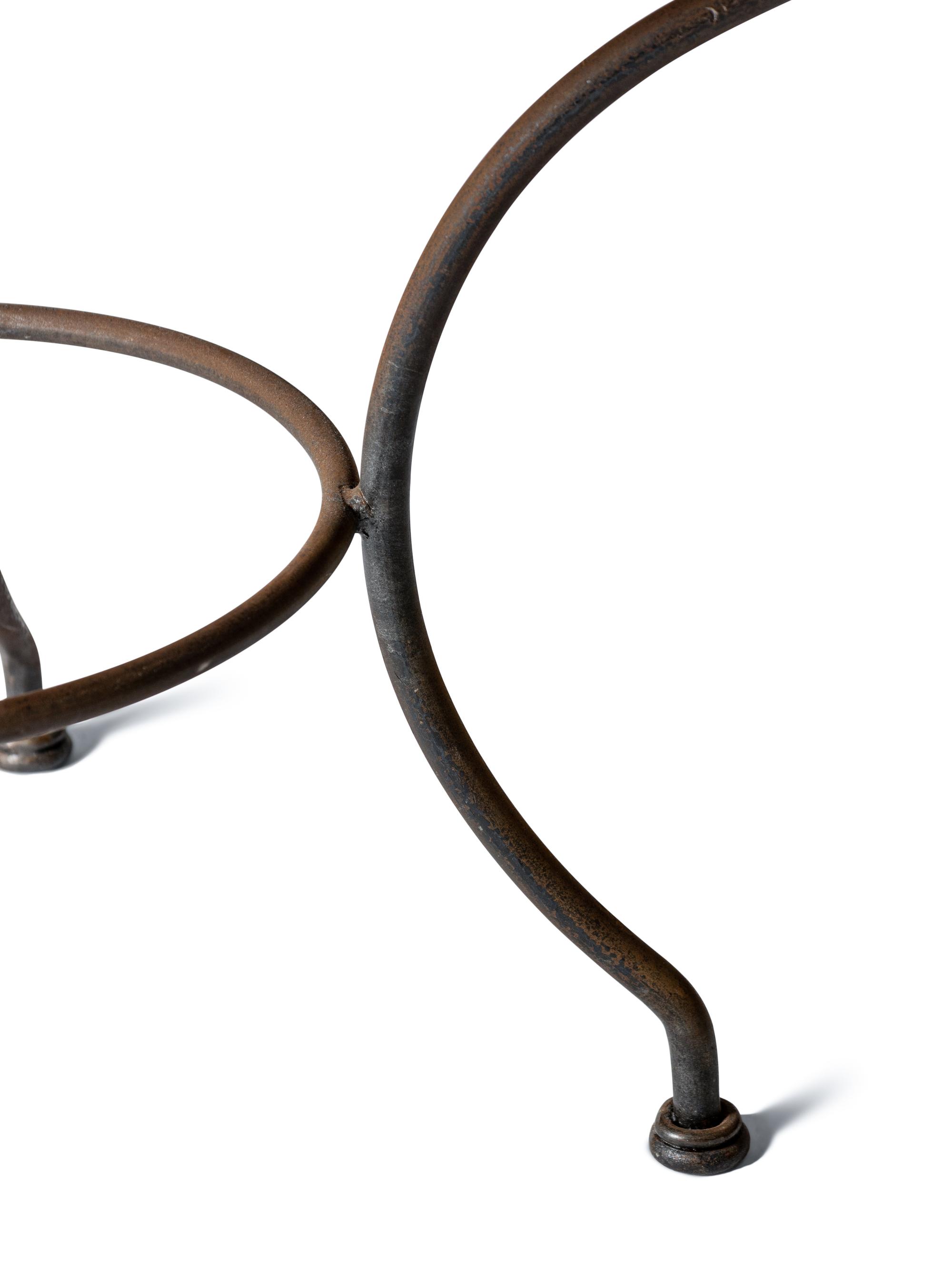 A Steel and Faux Scagliola-Painted Side Table