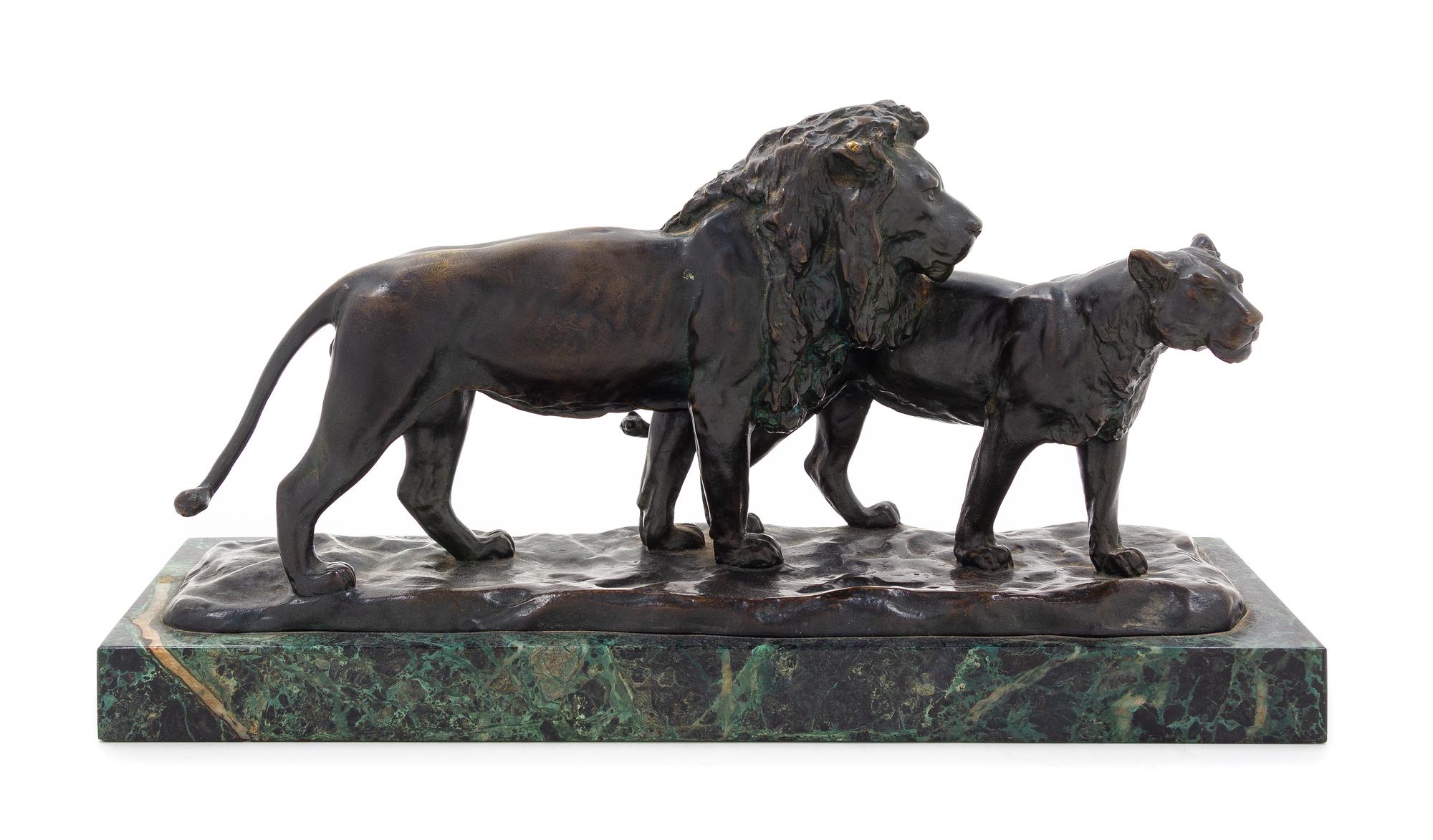 Franciszek Jozef Kucharzyk, (Polish, 1880-1930), Lion and Lioness