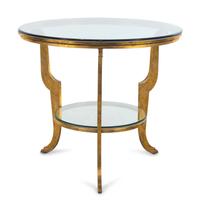A Contemporary Gilt Metal and Glass Center Table