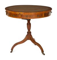 A George III Style Burl Walnut Drum Table