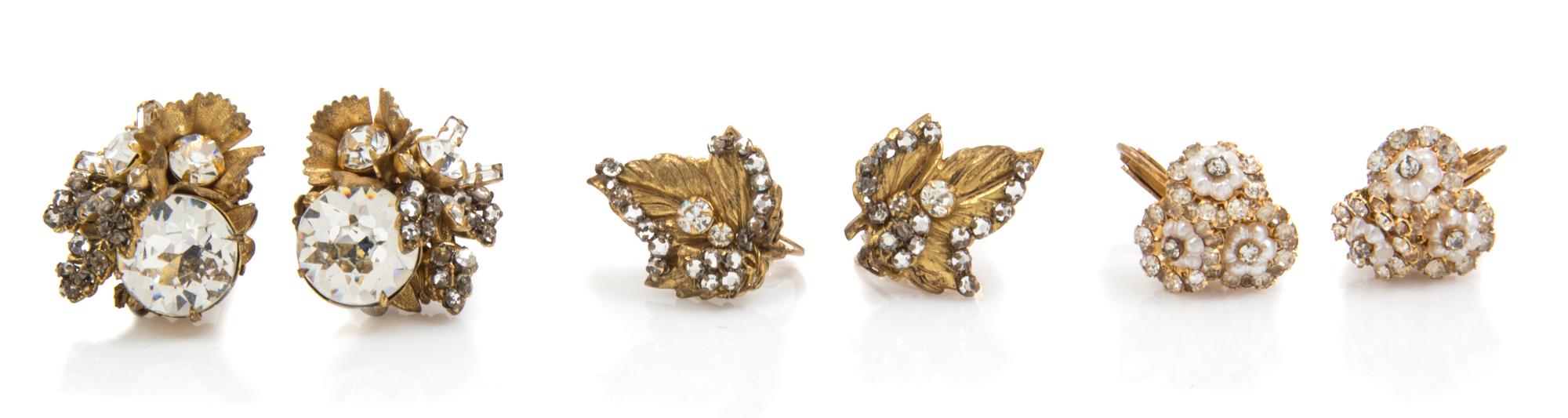 A Group of Three Miriam Haskell Earclips,