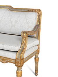 A Venetian Painted and Parcel-Gilt Canape
