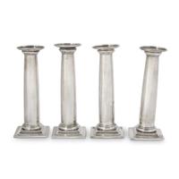 Four American sterling silver candlesticks in the form of Doric columns international silver co., meriden, connecticut, 20th century