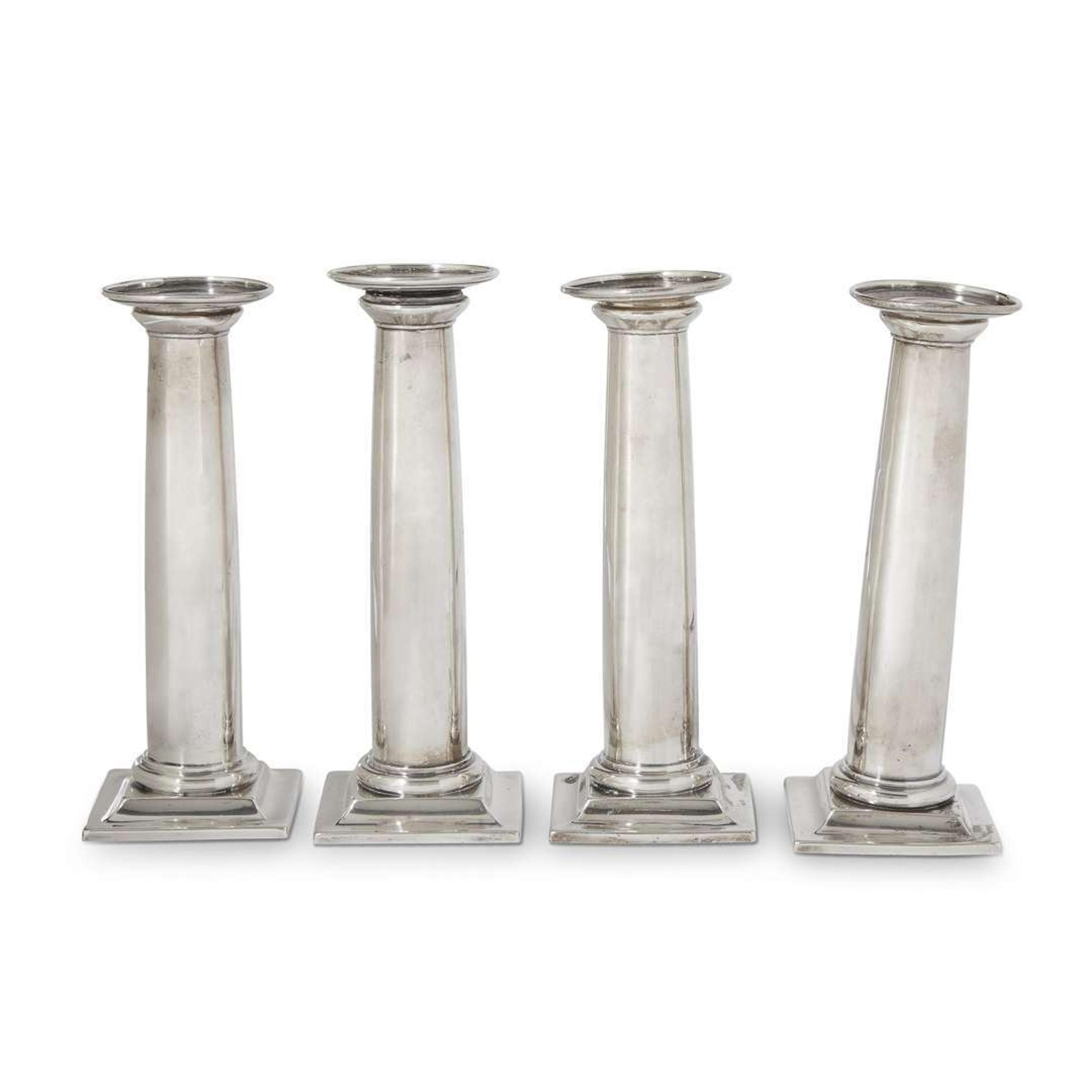 Four American sterling silver candlesticks in the form of Doric columns international silver co., meriden, connecticut, 20th century