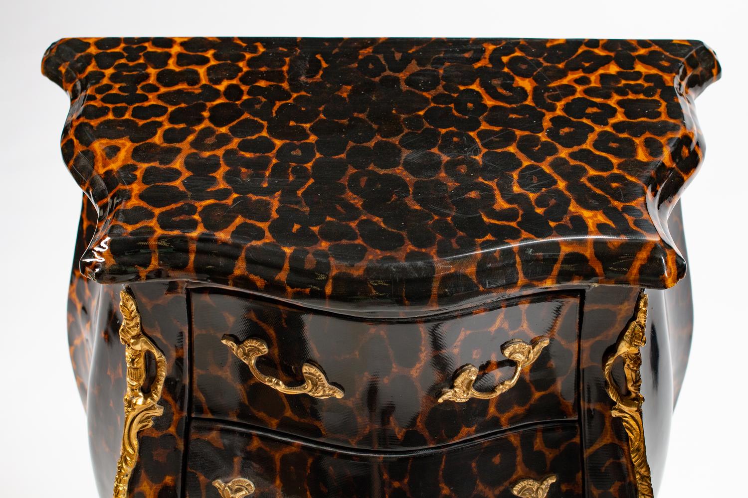 A Pair of Louis XV Style Gilt-Metal-Mounted Lacquered Tables en Chiffoniere