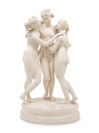 A Parian Ware Figural Group Depicting The Three Graces , after Antonio Canova