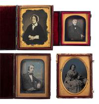 [EARLY PHOTOGRAPHY]. A group of 19 European daguerreotypes and ambrotypes, including: