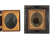 [CIVIL WAR]. 4 portraits of Civil War soldiers and officers all housed in Union cases or frames.
