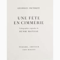 [Art] [Matisse, Henri] Duthuit, Georges Une Fête En Cimmérie